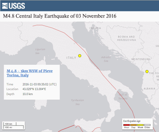 Central Italy Earthquakes 2016 © USGS (earthquake.usgs.gov)